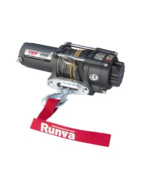 Электрическая лебёдка RUNVA 12V 2500A lbs 1140 кг синтетический трос EWP2500ASR