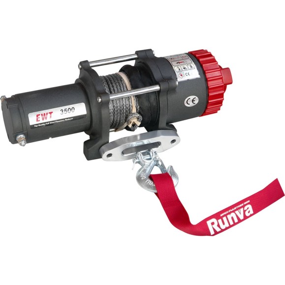 Электрическая лебёдка RUNVA 12V 3500A lbs 1588 кг синтетический трос EWT3500ASR