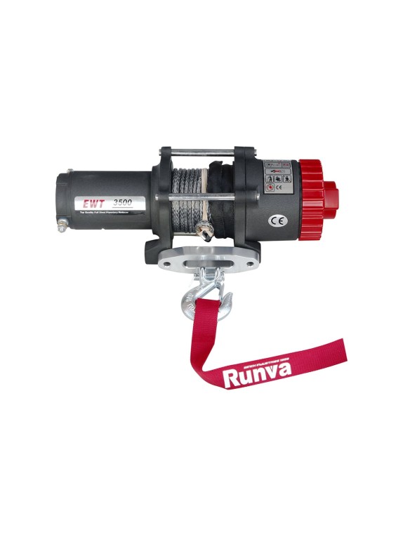 Электрическая лебёдка RUNVA 12V 3500A lbs 1588 кг синтетический трос EWT3500ASR