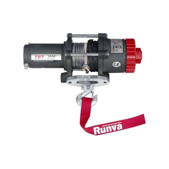 Электрическая лебёдка RUNVA 12V 3500A lbs 1588 кг синтетический трос EWT3500ASR
