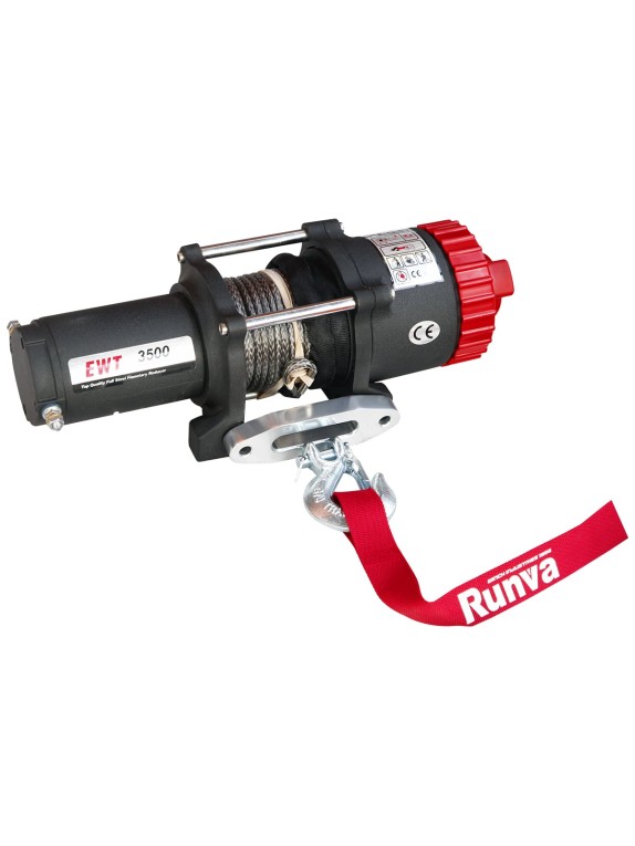Электрическая лебёдка RUNVA 12V 3500A lbs 1588 кг синтетический трос EWT3500ASR
