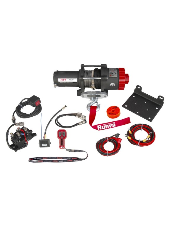 Электрическая лебёдка RUNVA 12V 3500A lbs 1588 кг синтетический трос EWT3500ASR