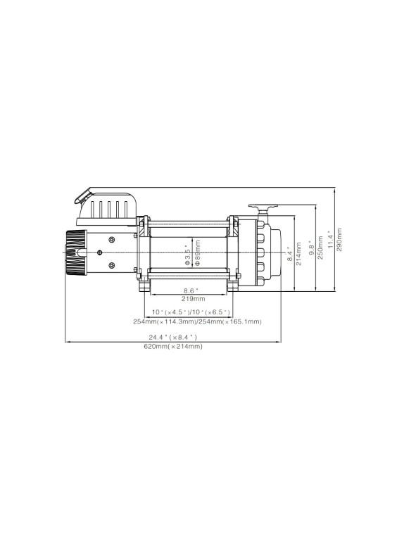 Электрическая лебёдка RUNVA индустриальная 24V 17500 lbs 7960 кг EWN17500U24V