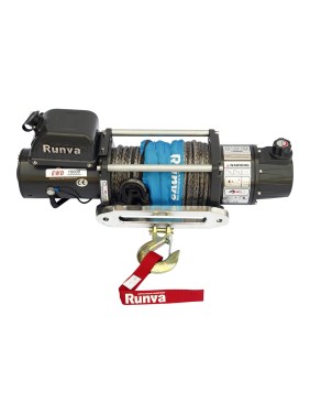 Электрическая лебёдка RUNVA двухскоростная 12V 10000 lbs 4500 кг синтетический трос EWD10000USR