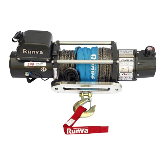 Электрическая лебёдка RUNVA двухскоростная 12V 10000 lbs 4500 кг синтетический трос EWD10000USR