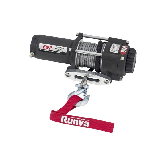 Электрическая лебёдка RUNVA 12V 3500A lbs 1588 кг синтетический трос EWP3500ASR