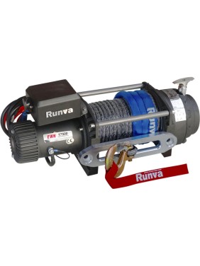 Электрическая лебёдка RUNVA индустриальная 12V 17500 lbs 7960 кг синтетический трос EWN17500USR