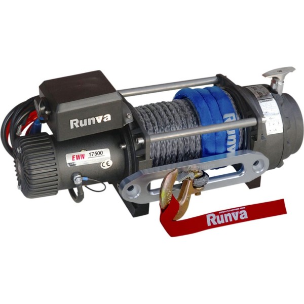 Электрическая лебёдка RUNVA индустриальная 12V 17500 lbs 7960 кг синтетический трос EWN17500USR