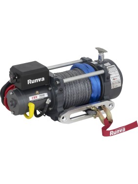 Электрическая лебёдка RUNVA индустриальная 24V 15000 lbs 6800 кг синтетический трос EWN15000USR24V