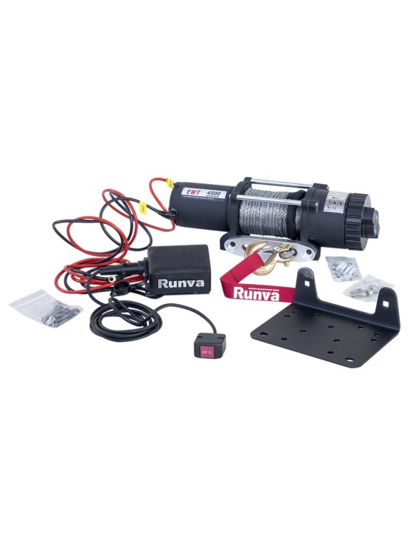 Электрическая лебёдка RUNVA 12V 4500A lbs синтетический трос EWT4500ASR