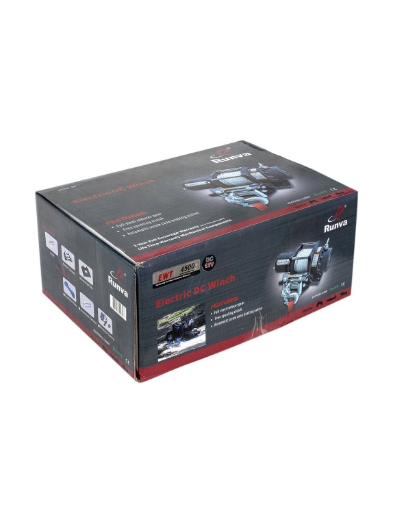 Электрическая лебёдка RUNVA 12V 4500A lbs синтетический трос EWT4500ASR