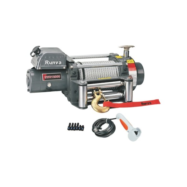 Электрическая лебёдка RUNVA индустриальная 12V 12000 lbs 5443 кг EWN12000U