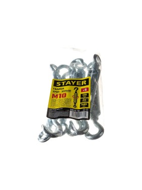 Талреп STAYER DIN 1480, крюк-кольцо, М10, 6 шт, оцинкованный, 30515-10