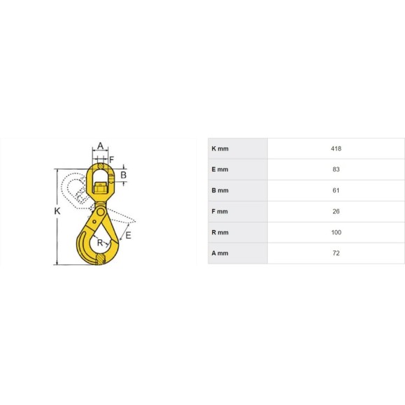 Крюк самозащелкивающийся с вертлюгом 12.5 т Haklift VAKL20