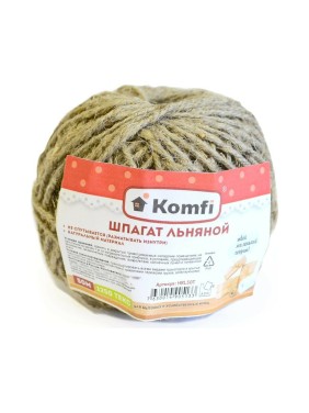 Льняной шпагат Komfi 50 м, 1250 текс, бурый 86308