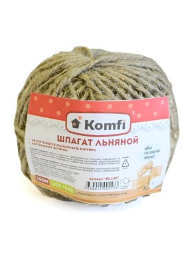 Льняной шпагат Komfi 100 м, 1250 текс, бурый 86307