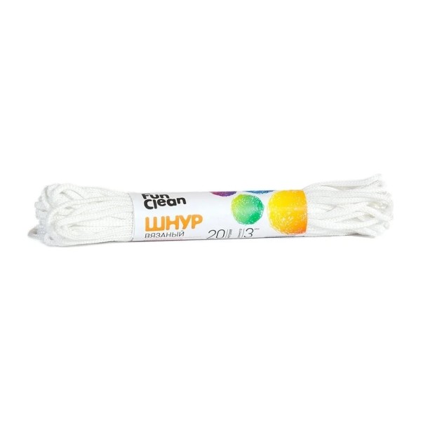 Вязаный шнур Fun Clean полипропиленовый, 3 мм, 20 м, белый 12462
