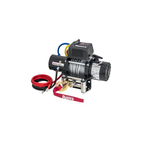 Электрическая лебёдка Runva 12V 12500 lbs 5670 кг короткий барабан стальной трос 12.5XS