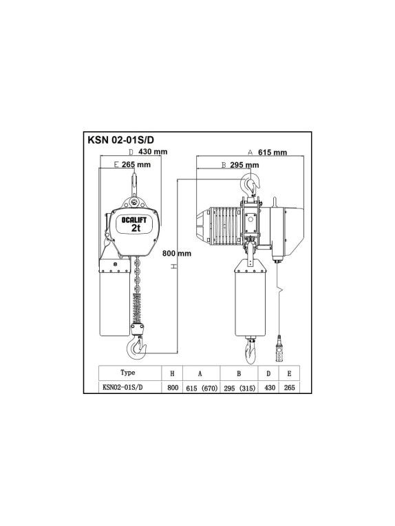 Стационарная цепная таль на крюке OCALIFT 02-01S 2 т, 18 м, 380 в OCA0201SN18m