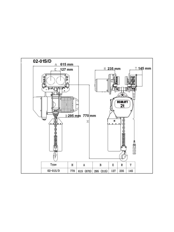 Передвижная цепная таль OCALIFT 02-01s 2 т, 4,5 м, 380 в OCA0201ST45m