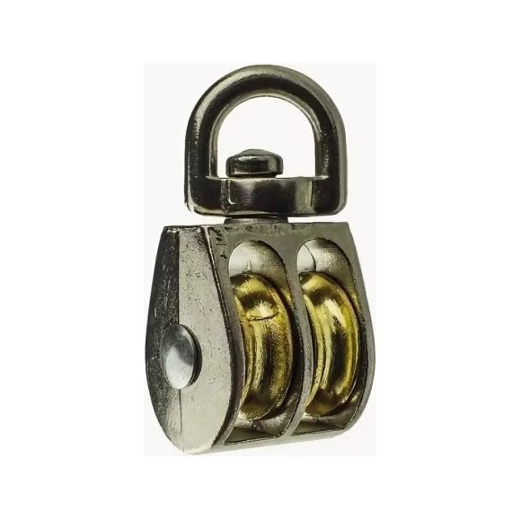 Двойной блок Bohrer металл никель, 1 1/2" под трос 9 мм, 1 шт. BDM-1 1/2