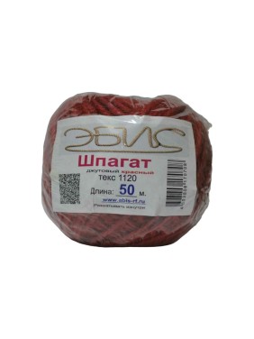 Джутовый шпагат Эбис 1120 текс, 50 м, 50 шт., красный 70708