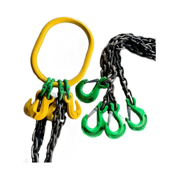 Цепной четырехветвевой строп ТРАСТ 4СЦ 6,7 т, 6000 мм с увеличенным звеном для автокрана (укоротители) 8 класс 4687203238773