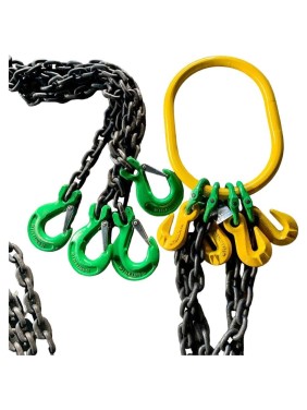 Цепной четырехветвевой строп ТРАСТ 4СЦ 6,7 т, 2000 мм, с увеличенным звеном для автокрана (укоротители) 8 класс 4687203238698