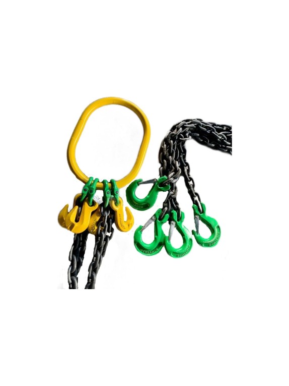 Цепной четырехветвевой строп ТРАСТ 4СЦ 6,7 т, 2000 мм, с увеличенным звеном для автокрана (укоротители) 8 класс 4687203238698