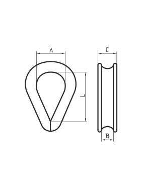 Коуш для стальных канатов CERTEX DIN6899B KOU16