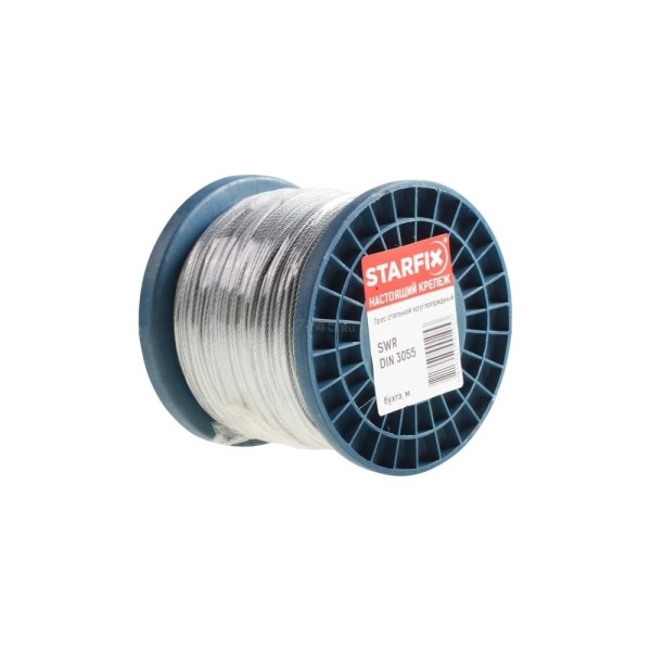 Стальной круглопрядный трос STARFIX SWR М5, DIN 3055, бухта 100 м SMP-53675-100