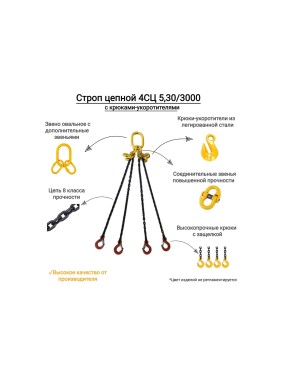 Цепной четырехветвевой строп КанТраст  4СЦ 5,3/3000 с крюками укоротителями 4STS5303000R