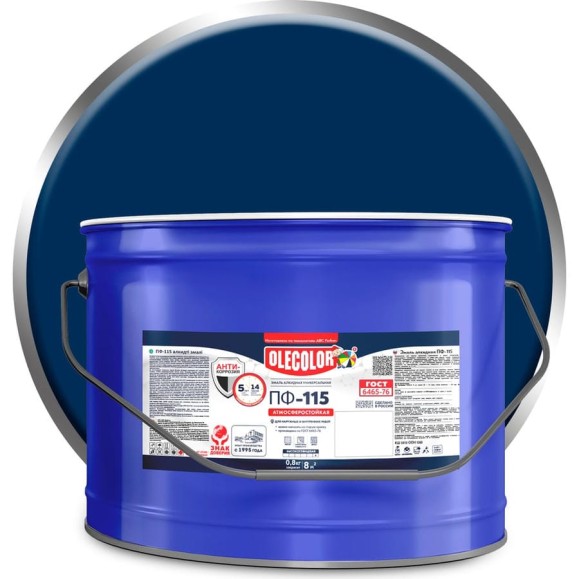 Эмаль OLECOLOR ПФ-115 синий, 10 кг 4300005185 Эмаль OLECOLOR ПФ-115 синий, 10 кг 4300005185