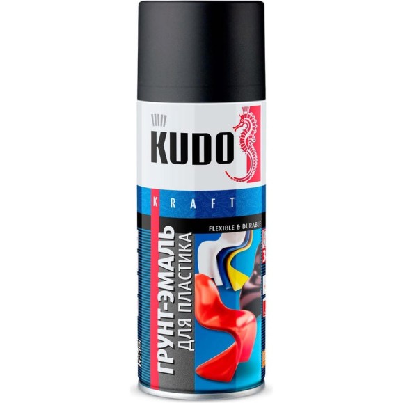 Грунт-эмаль для пластика KUDO быстросохнущая акриловая RAL 9005 чёрная KU-6002 Грунт-эмаль для пластика KUDO быстросохнущая акриловая RAL 9005 чёрная KU-6002