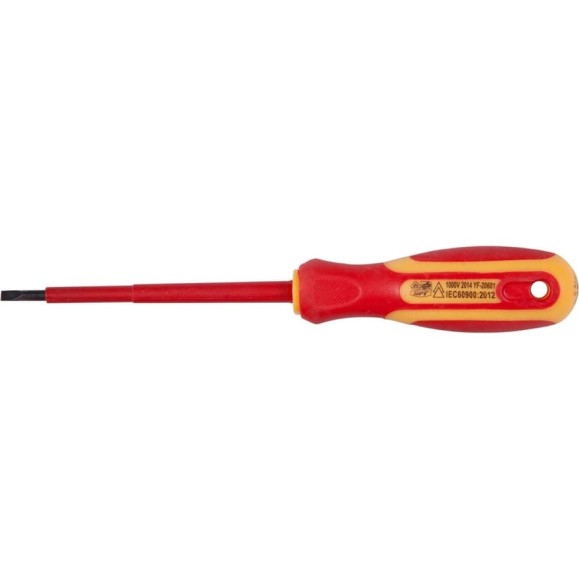 Диэлектрическая отвертка PQTools SL1.0x5.5x125 мм, двухкомпонентная рукоятка, намагниченный наконечник Лк-00002581 Диэлектрическая отвертка PQTools SL1.0x5.5x125 мм, двухкомпонентная рукоятка, намагниченный наконечник Лк-00002581