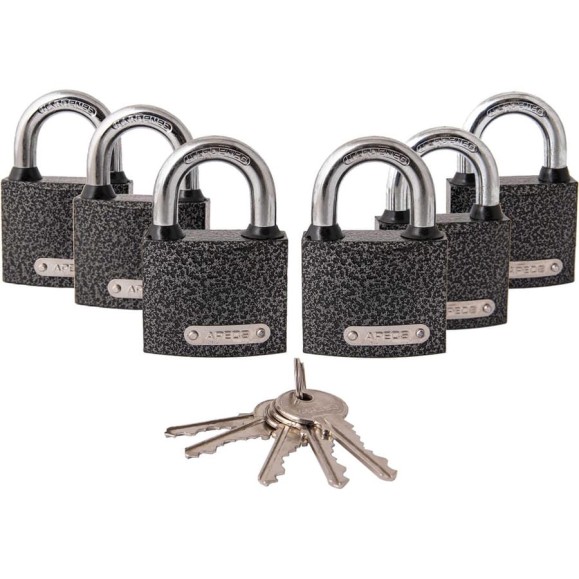 Навесные замки Apecs PD-01-50-Blister 6Locks+5Keys 28742