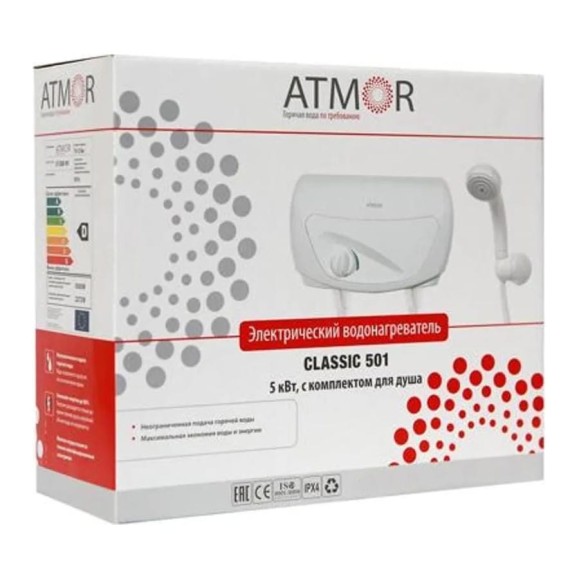 Проточный водонагреватель ATMOR Classic 501 5 kw shower 3520180 Проточный водонагреватель ATMOR Classic 501 5 kw shower 3520180