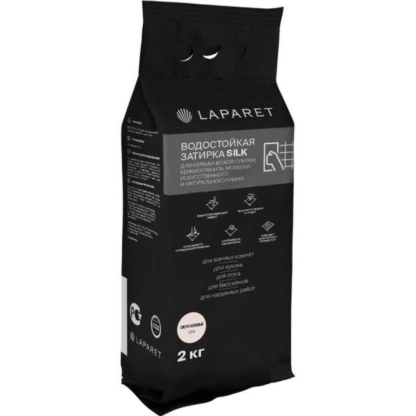 Цементная затирка LAPARET -fuga silk, светло-бежевый, водостойкая, 2 кг, для керамической плитки, керамогранита, мозаики, камня х9999292891