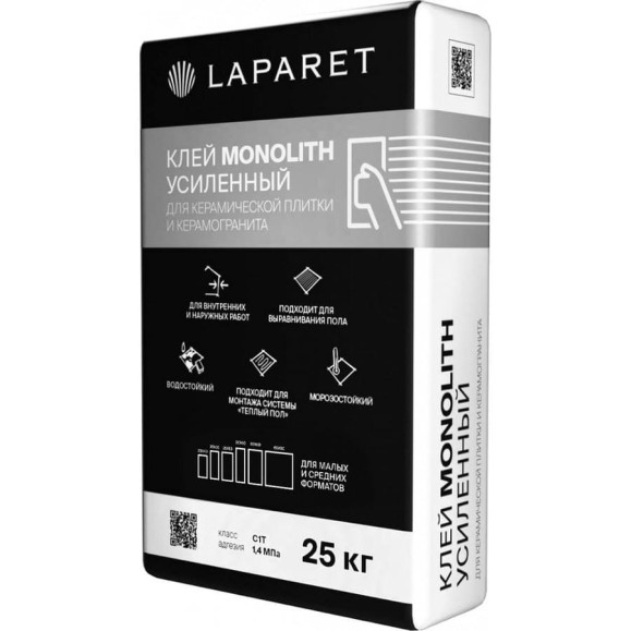 Клей для керамической плитки и керамогранита LAPARET monolith усиленный, 25 кг х9999286739