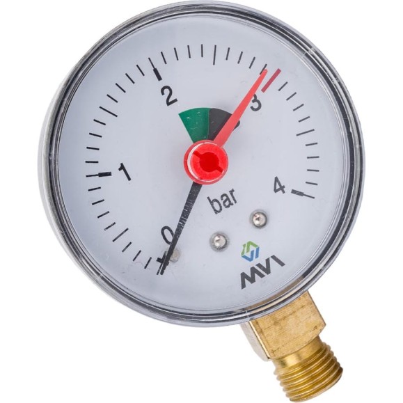 Радиальный манометр MVI до 4 бар, D63 мм, с нижним подключением G1/4 RM.6304.03