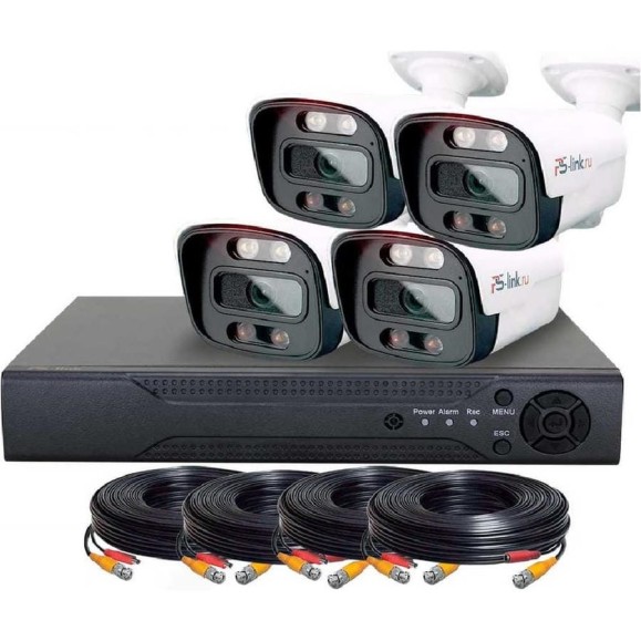 комплект видеонаблюдения ahd kit-c204hdc 4 уличные 2мп fullcolor камеры PS-link 4107 комплект видеонаблюдения ahd kit-c204hdc 4 уличные 2мп fullcolor камеры PS-link 4107