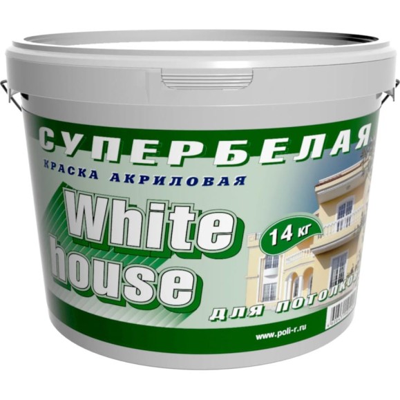 Краска для потолков White House ВД (14 кг; морозоустойчивая) 13618 Краска для потолков White House ВД (14 кг; морозоустойчивая) 13618
