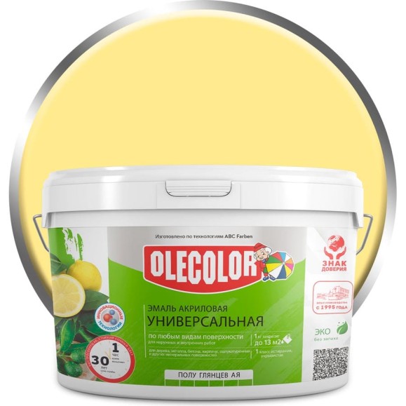 Акриловая эмаль OLECOLOR полуглянцевая, бежевый, 2 кг 4300002563 Акриловая эмаль OLECOLOR полуглянцевая, бежевый, 2 кг 4300002563