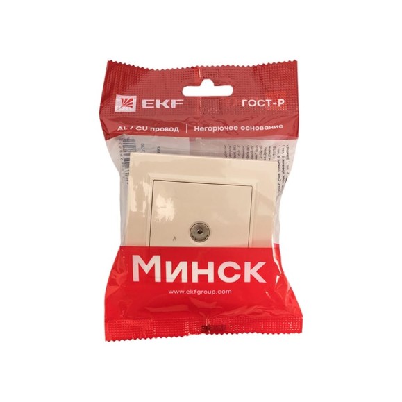 1-местная TV розетка EKF Минск СП бежевый, 75Ом, 5-862МГц ERA00-027-20