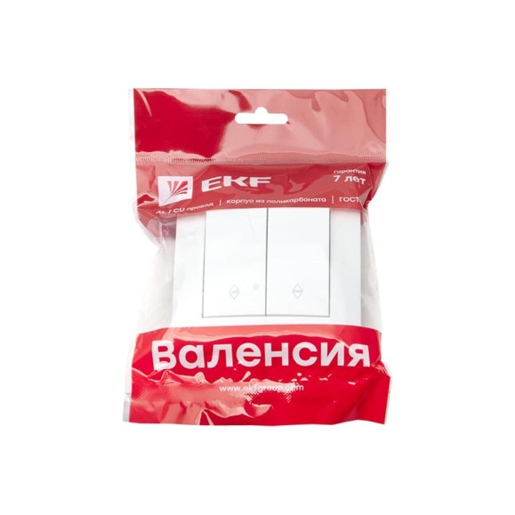 Проходной 2-клавишный выключатель EKF Валенсия, 10А белый PROxima EWV10-027-10 Проходной 2-клавишный выключатель EKF Валенсия, 10А белый PROxima EWV10-027-10