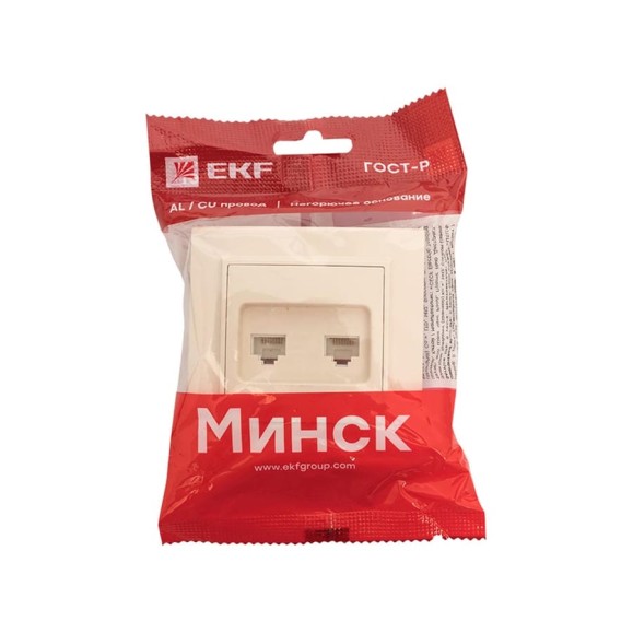 2-местная розетка EKF Минск RJ-45 СП бежевый ERK02-035-20
