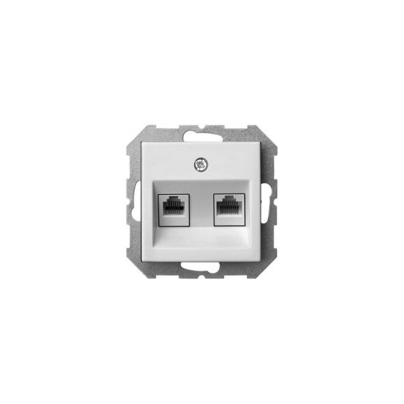 Телефонная и компьютерная розетка LIREGUS (rj11+rj45) белая epsilon 28-034