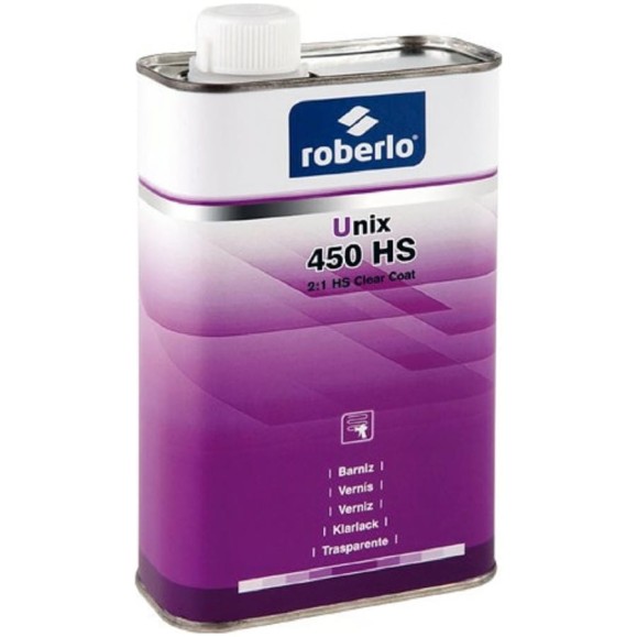 Лак ROBERLO 2K UNIX 450HS акрилово-полиуретановый быстросохнущий, повышенной прочности, 2:1, 1 л без отвердителя 67948