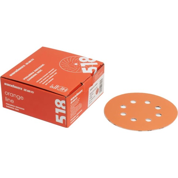 Диск шлифовальный на бумажной основе 518 Orange Ceramic Р400, 125 мм, 8 отверстий, 50 шт SANDWOX 518.125.400.08 Диск шлифовальный на бумажной основе 518 Orange Ceramic Р400, 125 мм, 8 отверстий, 50 шт SANDWOX 518.125.400.08