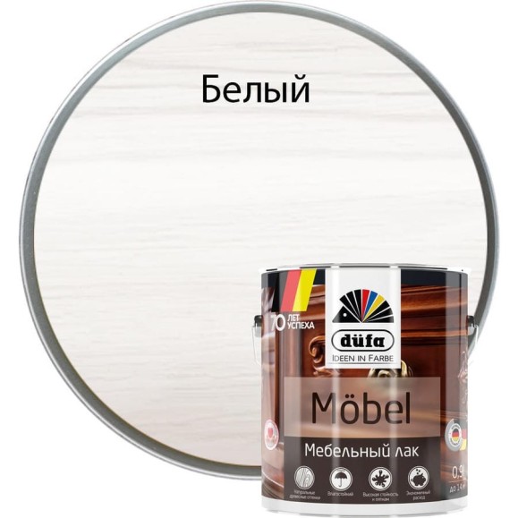 Лак Dufa MOBEL мебельный белый 900 мл МП00-005496 Лак Dufa MOBEL мебельный белый 900 мл МП00-005496